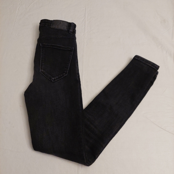 Zara Black Acid Wash Denim High Rise Skinny Jeans Stretch Women's Size 4 - Picture 9 of 12